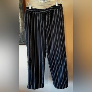 Apt. 9 Blue Striped  Woven Cotton Blend Women’s Straight Leg Pant W/ Cuffs Sz 10